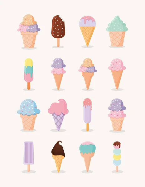 Set of ice cream icons — Stock Vector