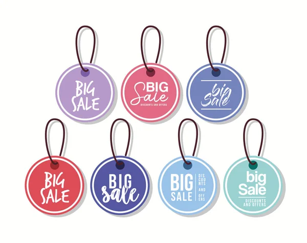 Set tags met grote verkoopletters — Stockvector