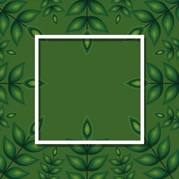 Marco con color blanco en un fondo de hojas verdes — Vector de stock
