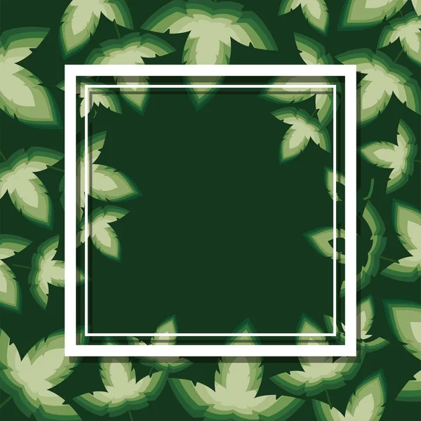 Quadro com cor branca em um fundo folhas verdes — Vetor de Stock