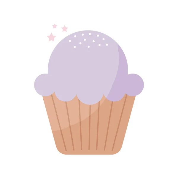 Cupcake rematado con glaseado púrpura — Archivo Imágenes Vectoriales