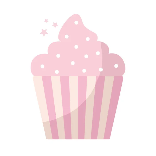 Cupcake garni de glaçage rose et saupoudré — Image vectorielle