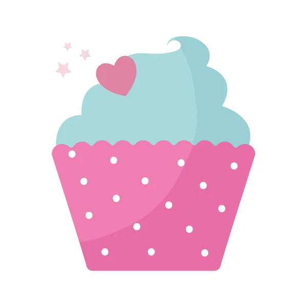 Cupcake garniert mit blauem Zuckerguss — Stockvektor