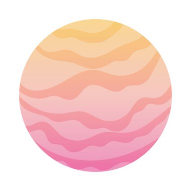 Sarı ve kırmızı çizgileri olan sevimli bir gezegen.