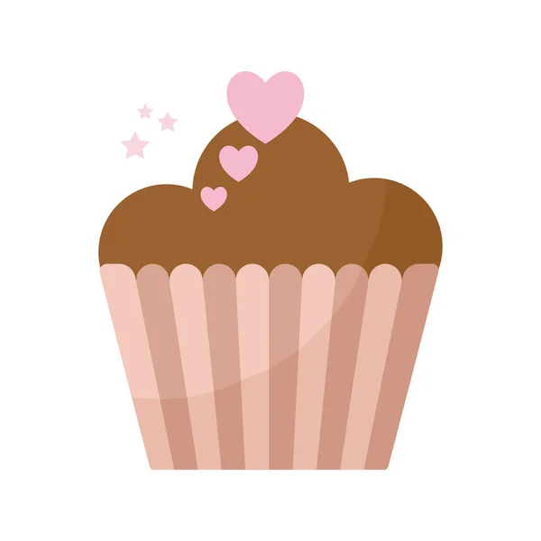 Cupcake sormontato da cuori rosa — Vettoriale Stock