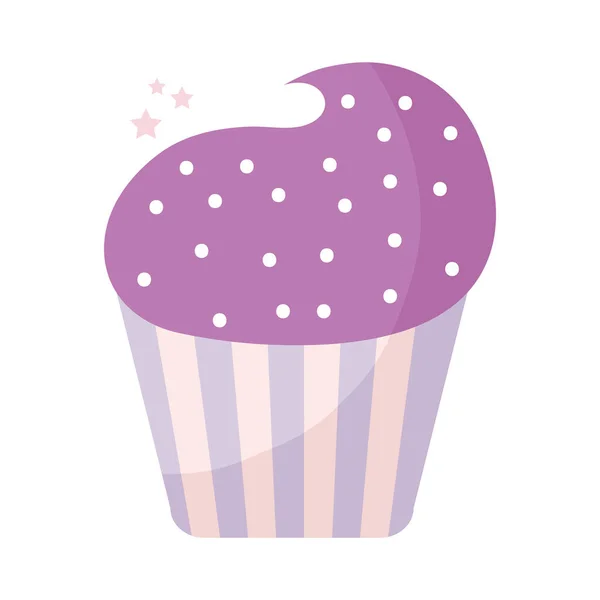 Cupcake garni de glaçage violet sur fond blanc — Image vectorielle