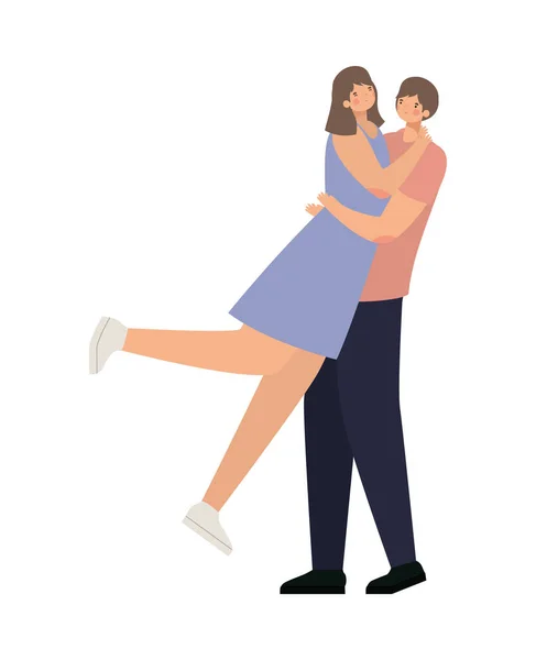 Casal romântico abraçando e levantando a menina — Vetor de Stock