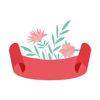 Bir kurdele üzerinde gül demeti