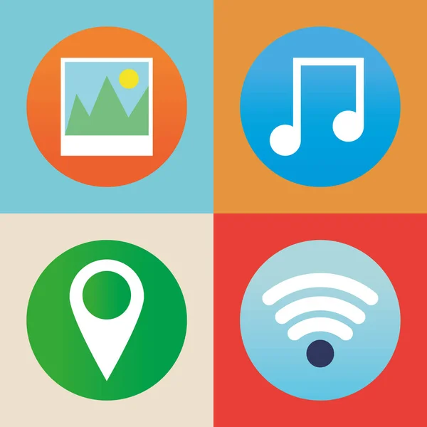 Set di icone di applicazioni su uno sfondo diverso — Vettoriale Stock