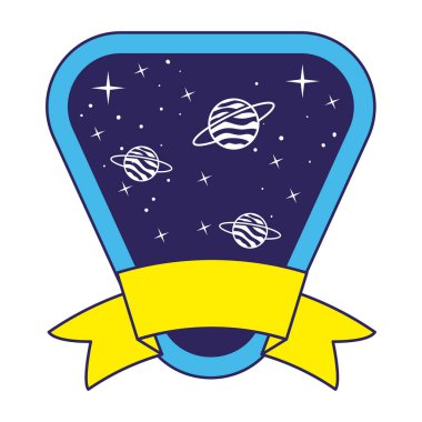 Beyaz arkaplan üzerinde satürn olan yama