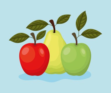 kırmızı elma, yeşil elma ve armut