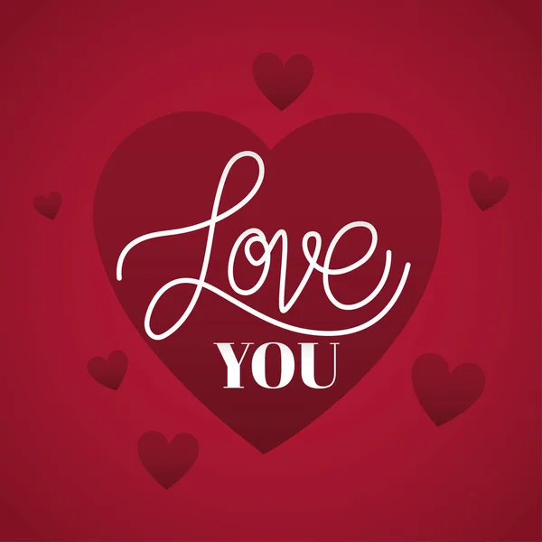 Love you belettering in een witte achtergrond — Stockvector