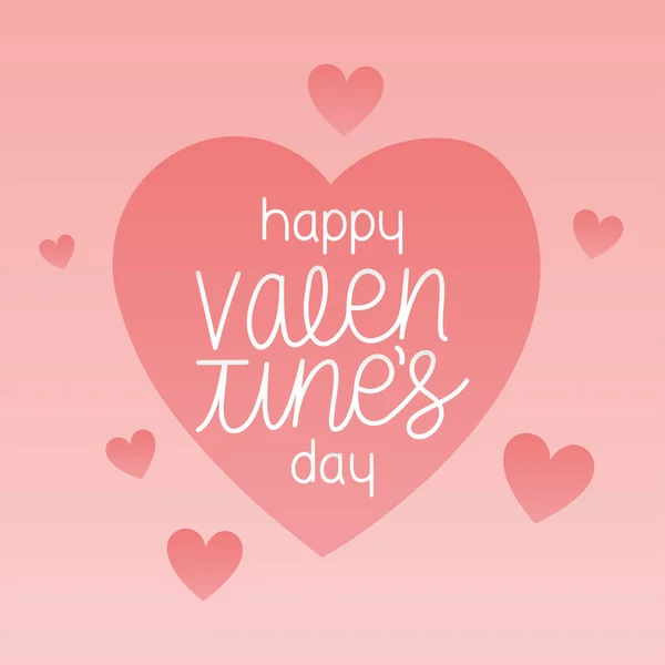Happy valentines dag belettering in een roze achtergrond — Stockvector