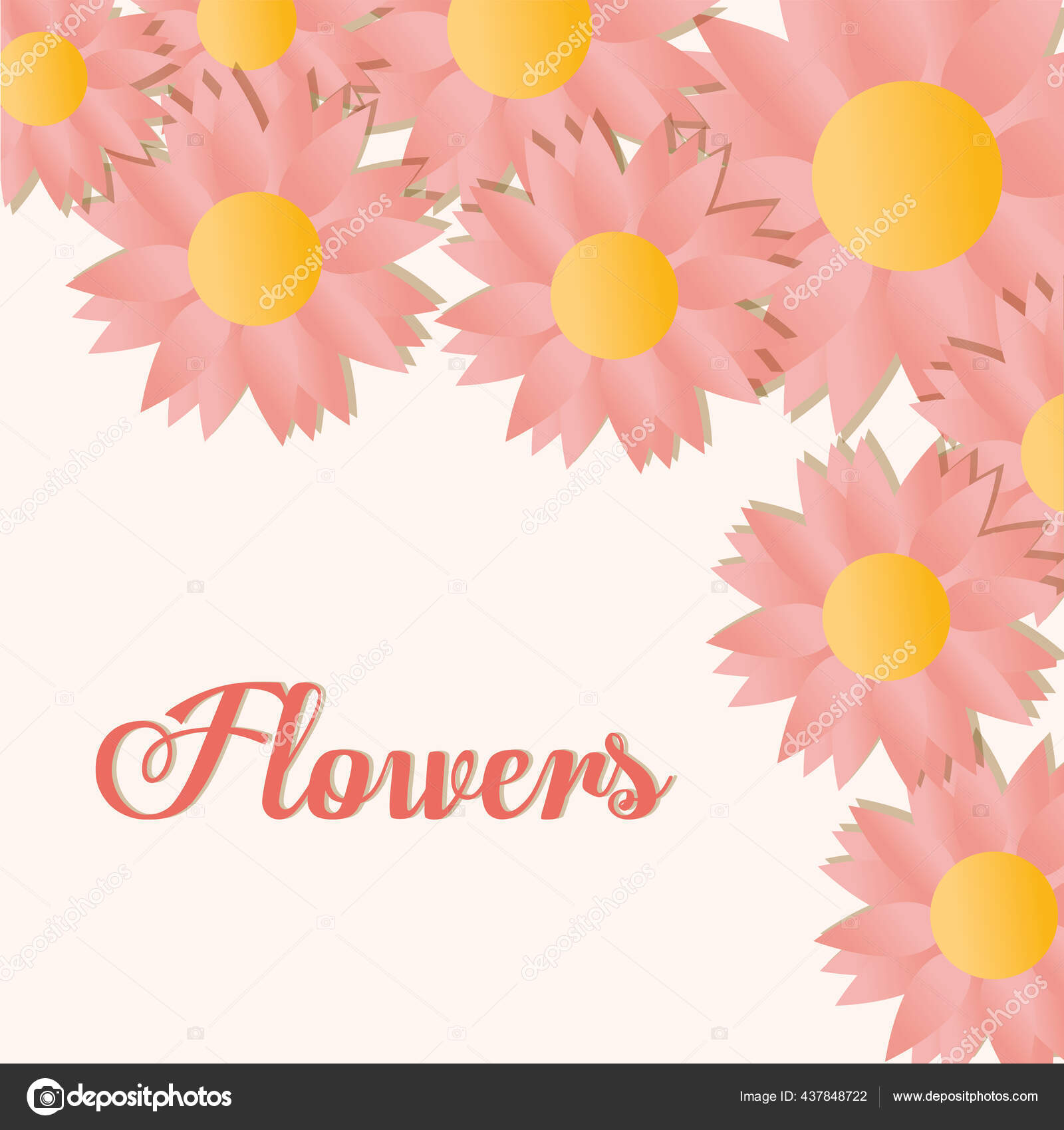 Цветы Буквы С Набором Подсолнухов С Лиги Розового Цвета Векторное.
