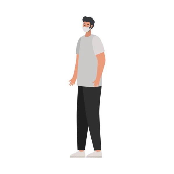 Чоловік з маскою безпеки і сірою сорочкою — стоковий вектор