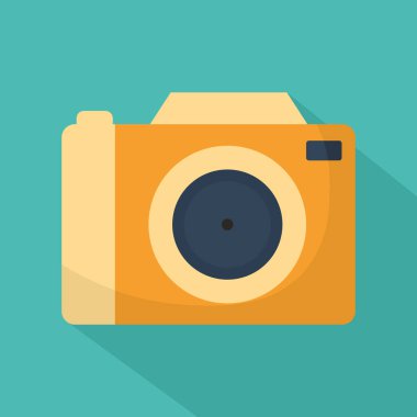 Mavi arka planda turuncu renkli kamera