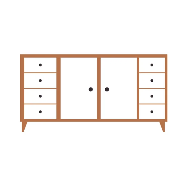Muebles con paquete de cajones sobre un fondo blanco — Vector de stock