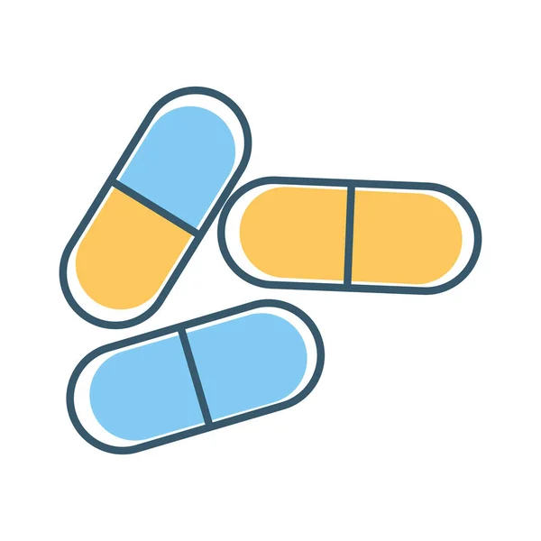 Conjunto de píldoras saludables sobre un fondo blanco — Vector de stock