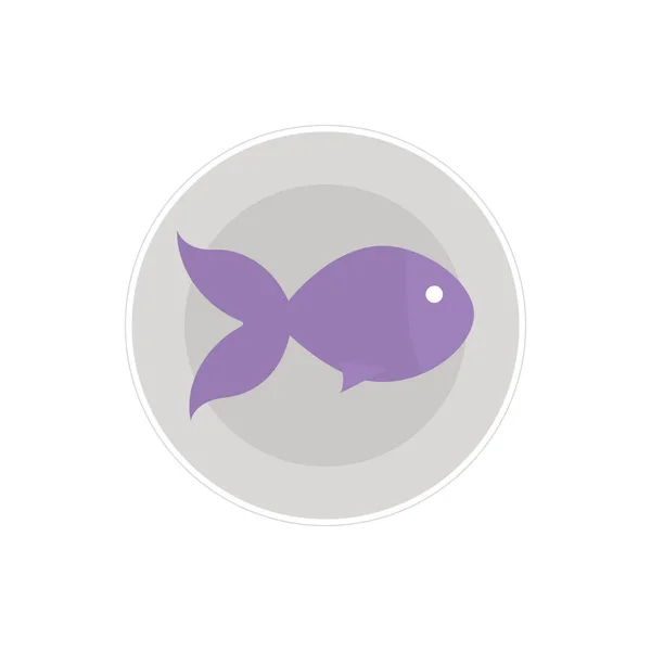 Lila fisk på en tallrik — Stock vektor
