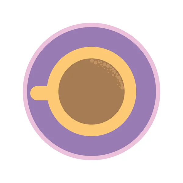 Cup of dark coffee on a purple plate — Stock Vector
