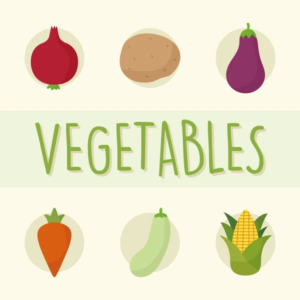 Set van iconen van verse groenten — Stockvector