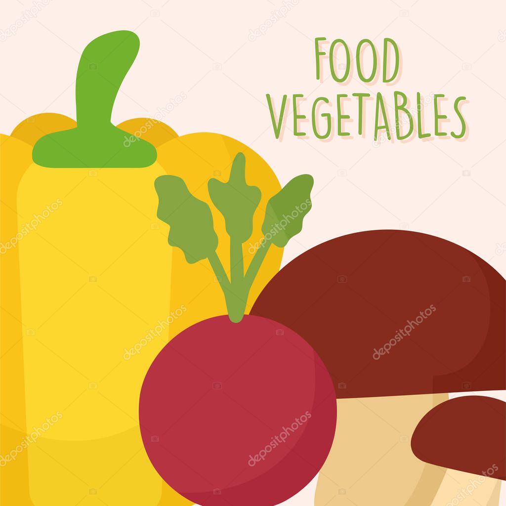 food vegetables like a paprika, beet and mushrooms