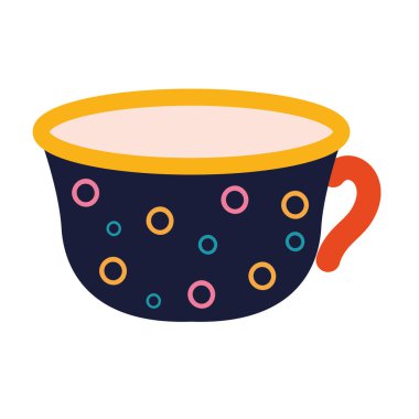 Koyu renkli bir fincan çay ve farklı renkte noktalar.