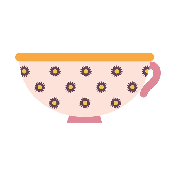 Tasse de café avec couleur rose et fleurs — Image vectorielle