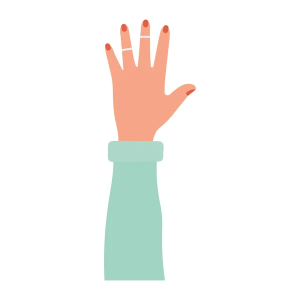 Bras caucasien avec une main et des ongles rouges — Image vectorielle