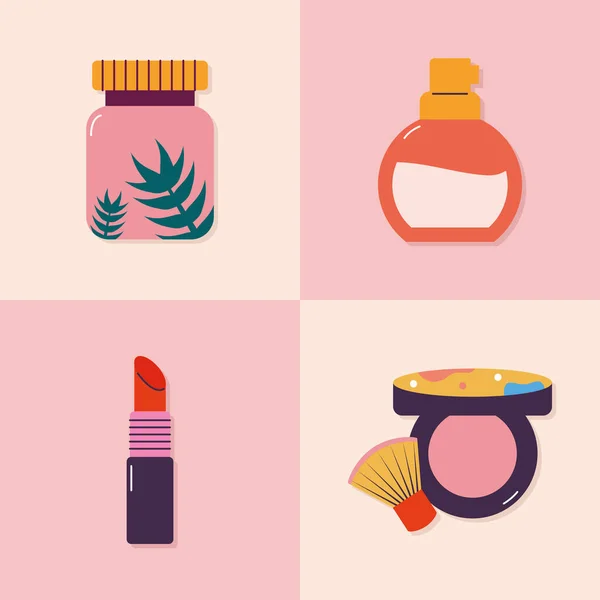 Ensemble de quatre icônes de maquillage — Image vectorielle