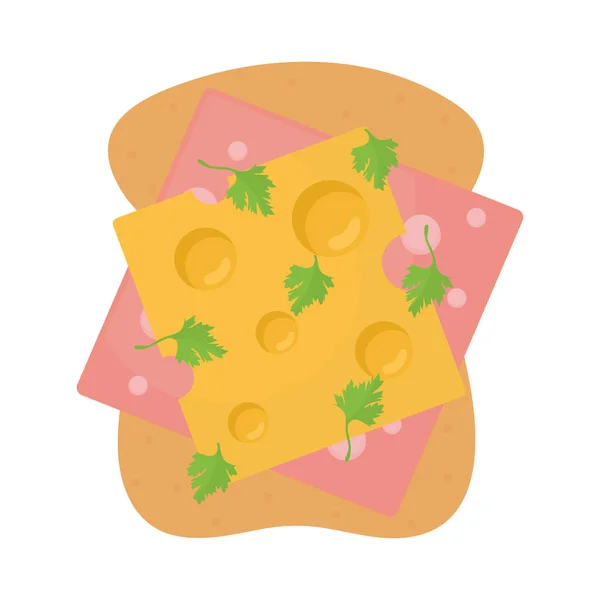Brot mit einem Stück Marmelade und Käse obendrauf — Stockvektor