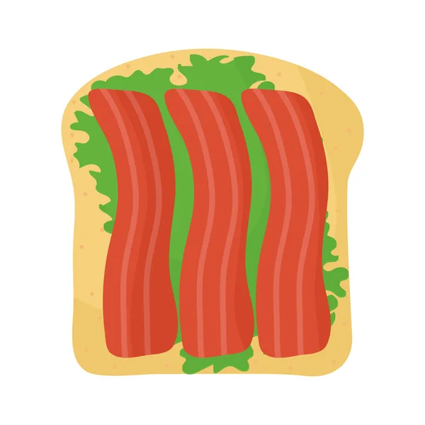 Pão com uma alface e bacon no topo — Vetor de Stock
