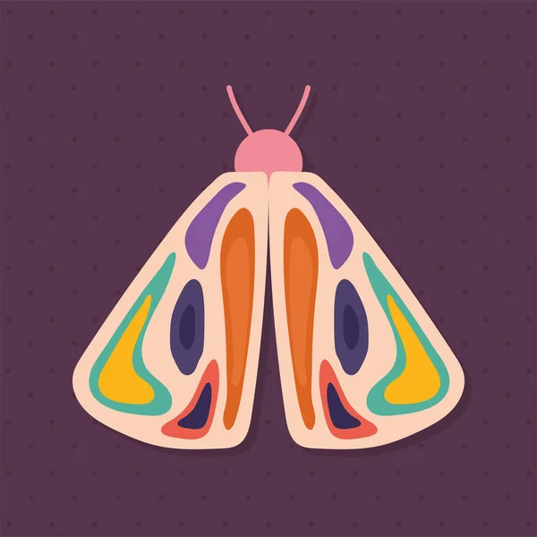 Farfalla disegnata a mano con sfondo viola — Vettoriale Stock