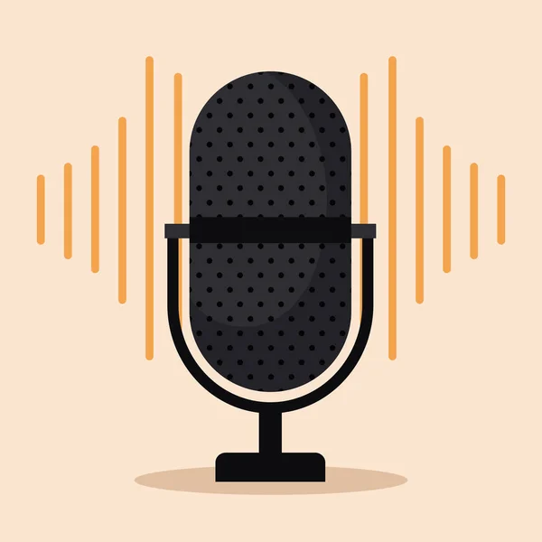 Microfono su sfondo arancione — Vettoriale Stock