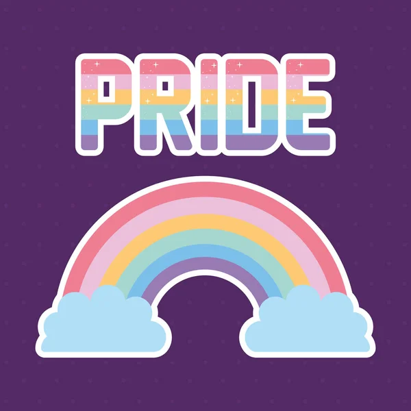 虹の上にlgbtqの誇りの色と誇りのレタリング — ストックベクタ
