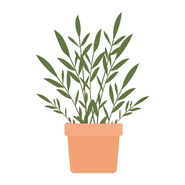 Plant inside a pot with a orange color — Stock Vector
