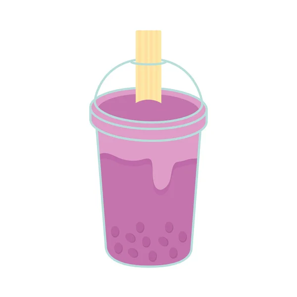 アジア系台湾人の飲み物は紫色と泡で — ストックベクタ