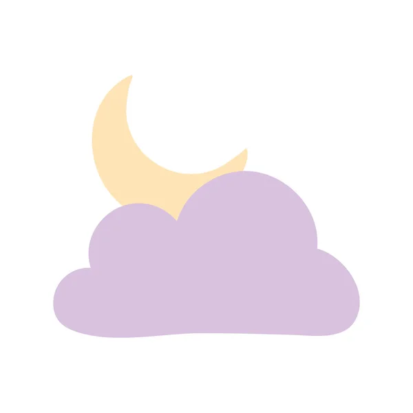 Luna y nube en fondo blanco — Vector de stock