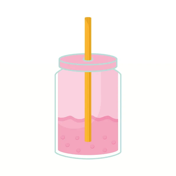 Bubble Tea mit hellrosa Farbe und Blasen — Stockvektor