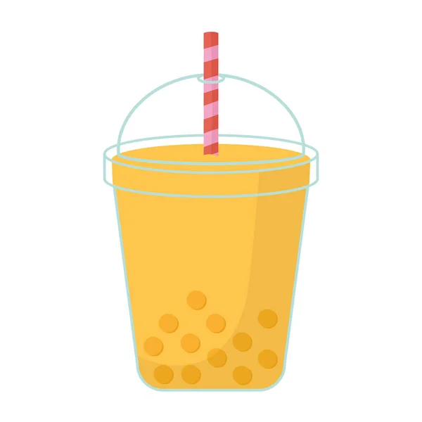 Молочный коктейль желтого цвета и пузырьков — стоковый вектор