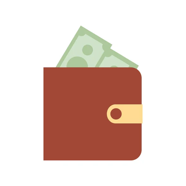 Portefeuille avec de l'argent sur fond blanc — Image vectorielle