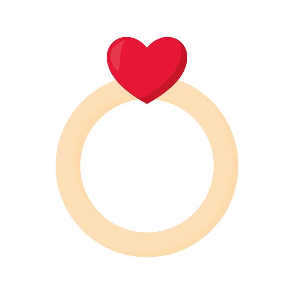 Ring with one heart in the top of it — стоковый вектор