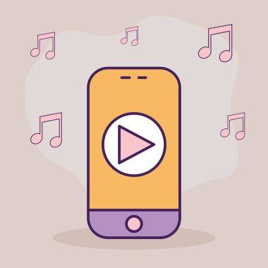 Üzerinde bir çalma sembolü ve notaları olan akıllı telefon.