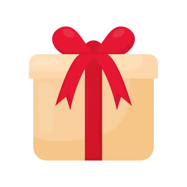 Boîte cadeau avec un arc rouge — Image vectorielle