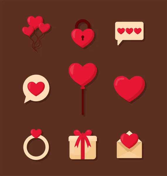 Conjunto de iconos del día de San Valentín — Archivo Imágenes Vectoriales