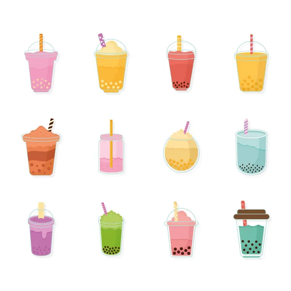 Ensemble de milkshakes sur fond blanc — Image vectorielle