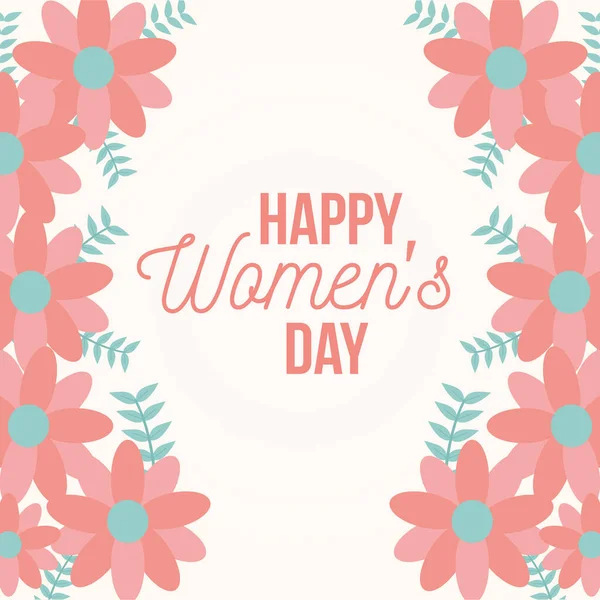 Felice giorno delle donne poster con fiori — Vettoriale Stock