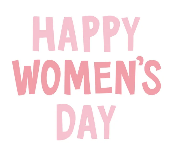 Felice giorno delle donne lettering con un colore rosa — Vettoriale Stock