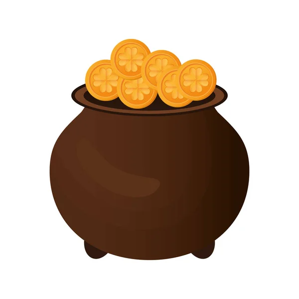 Горщик з золотими монетами — стоковий вектор