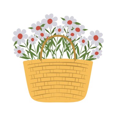 Sepet dolusu beyaz çiçek yaprakları.